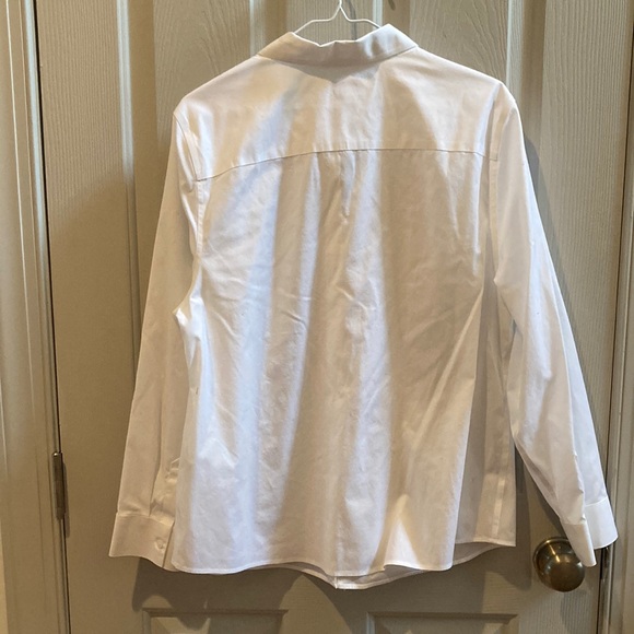 EUC Chico's White Ruffle Button-Up Shirt - Picture 3 of 4